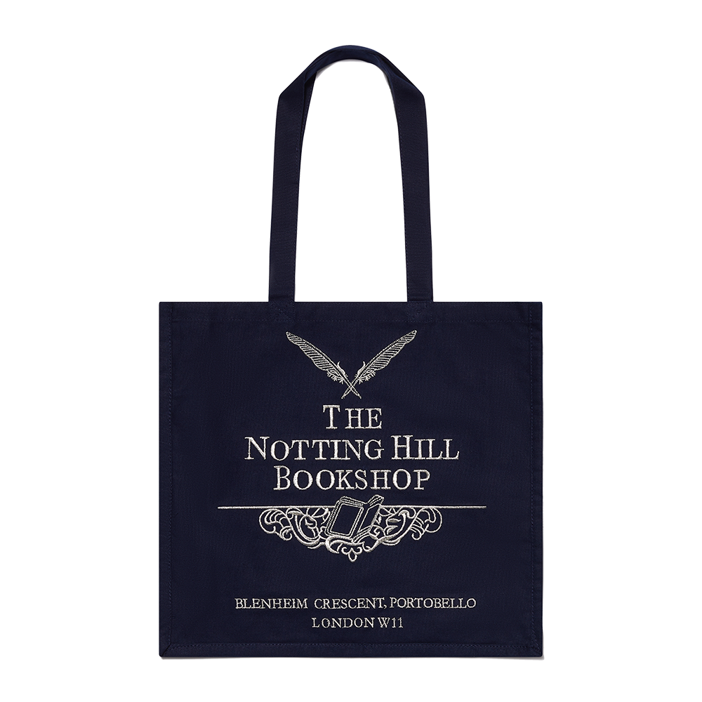 Silver Embroidered Literary Tote The Notting Hill Bookshop Silver Embroidered Literary Tote The Notting Hill Bookshop